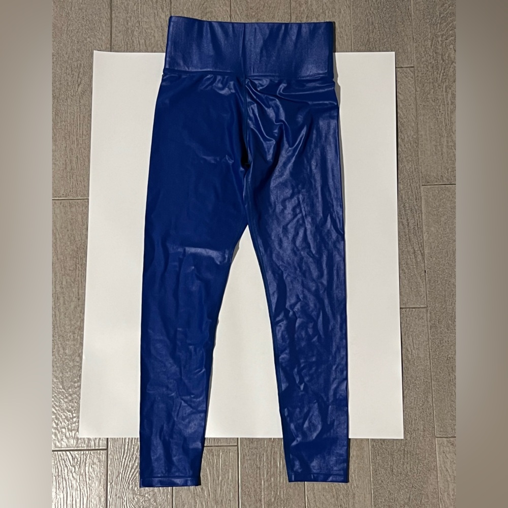 Carbon38 Full Length Size Small Blue Glossy Finish Leggings
